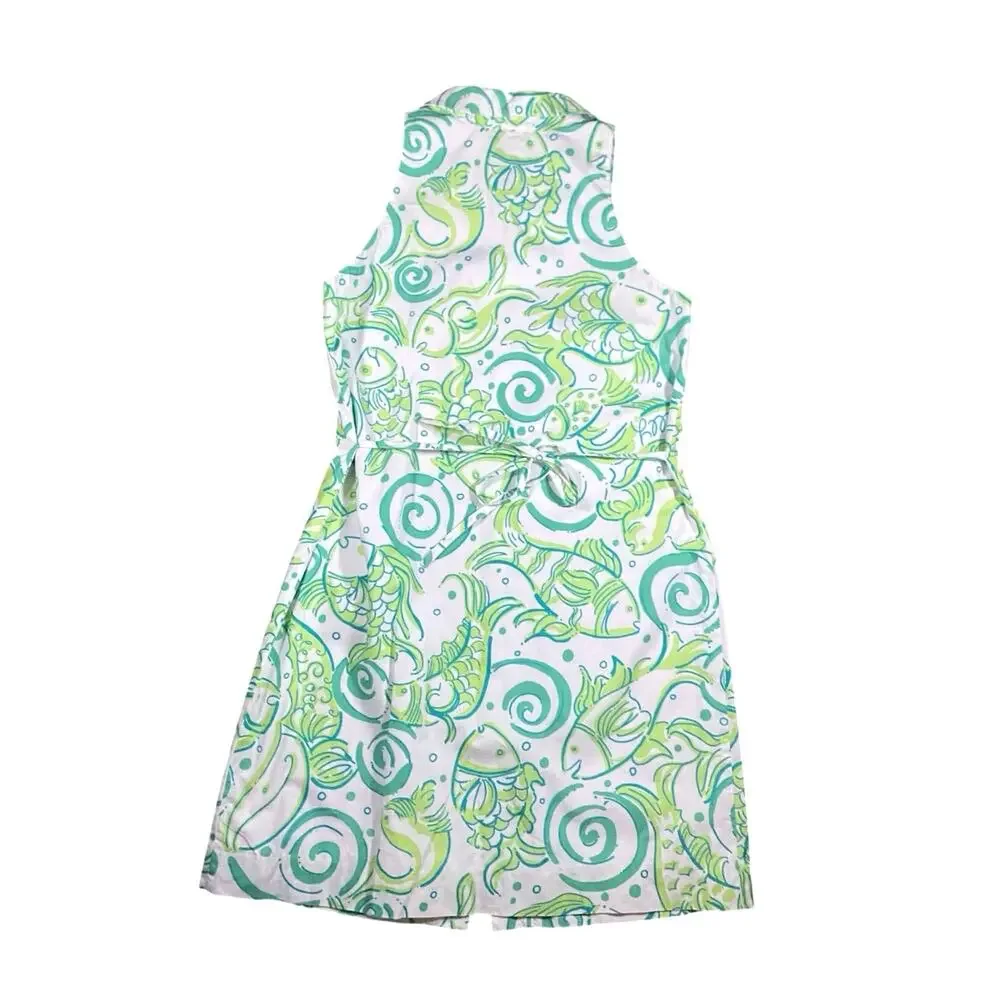 Vintage Lilly Pulitzer Floral Fish Sleeveless Dress - 12